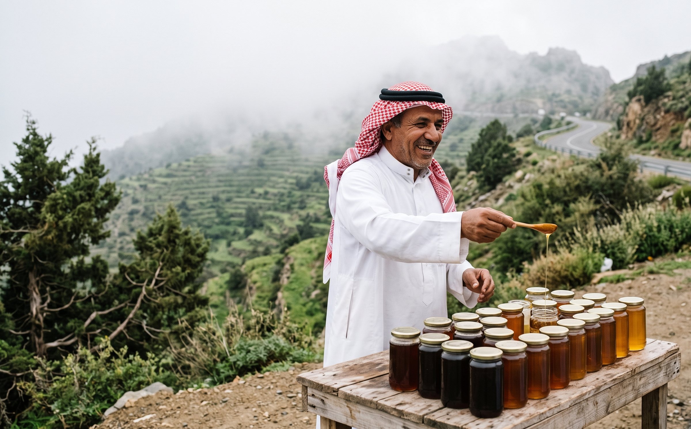 Abu Nasser at his honey stall